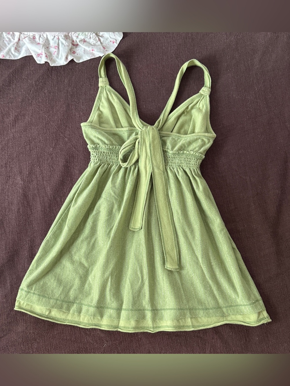 Hollister Y2K Sage Green Shimmer Tie Back Babydoll Tank XS - Picture 2 of 11